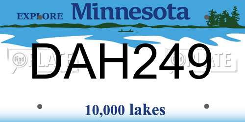DAH249 Minnesota License Plate