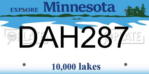 DAH287 Minnesota License Plate