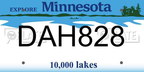 DAH828 Minnesota License Plate