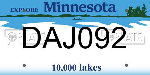 DAJ092 Minnesota License Plate