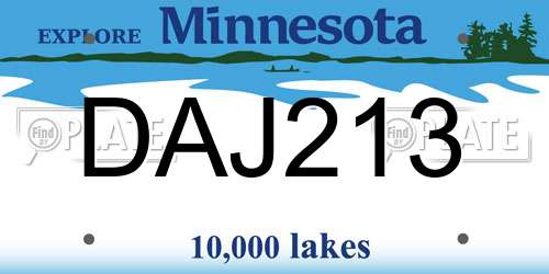 DAJ213 Minnesota License Plate