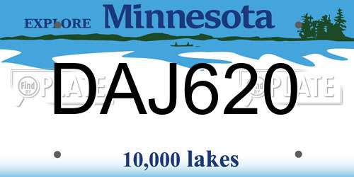 DAJ620 Minnesota License Plate