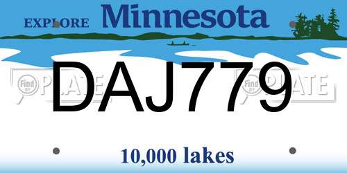 DAJ779 Minnesota License Plate