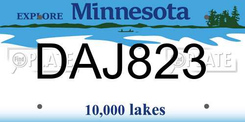 DAJ823 Minnesota License Plate