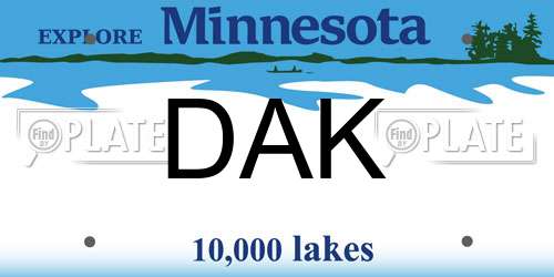 DAK Minnesota License Plate