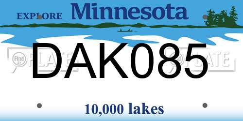 DAK085 Minnesota License Plate