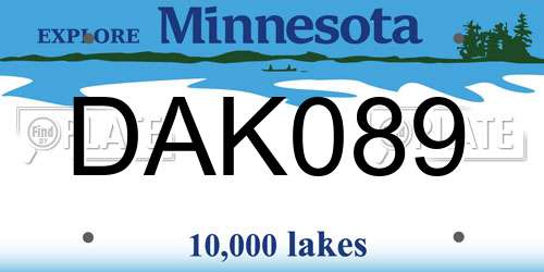 DAK089 Minnesota License Plate