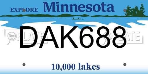 DAK688 Minnesota License Plate