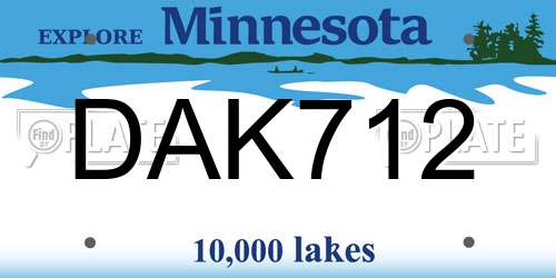DAK712 Minnesota License Plate