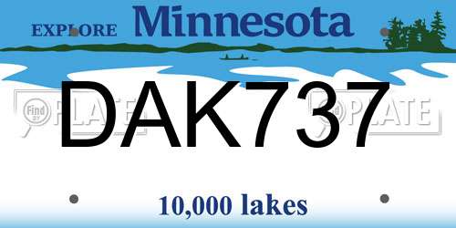 DAK737 Minnesota License Plate