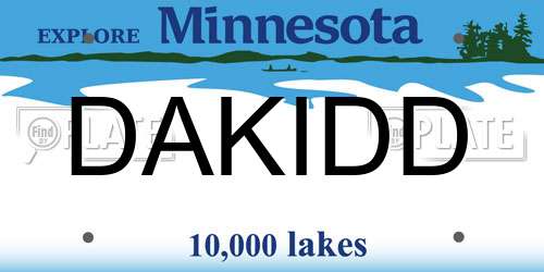 DAKIDD Minnesota License Plate