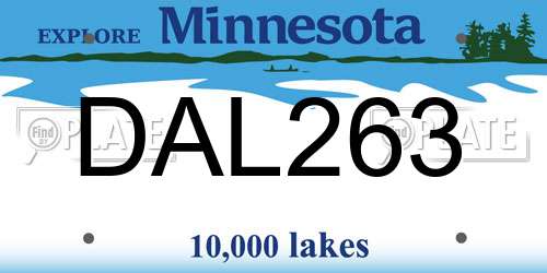 DAL263 Minnesota License Plate
