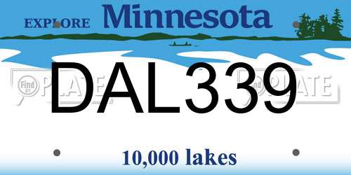 DAL339 Minnesota License Plate