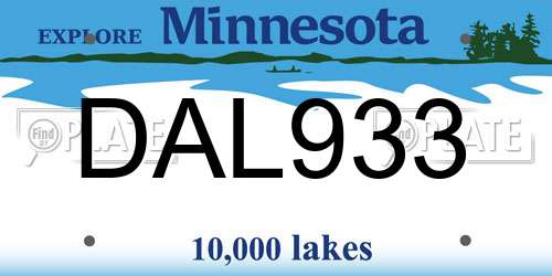 DAL933 Minnesota License Plate