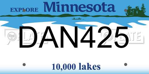 DAN425 Minnesota License Plate