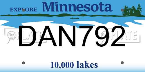 DAN792 Minnesota License Plate