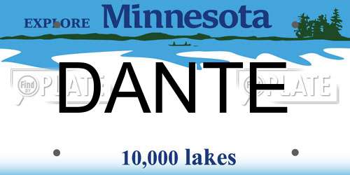 DANTE Minnesota License Plate