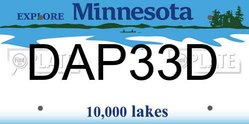 DAP33D Minnesota License Plate