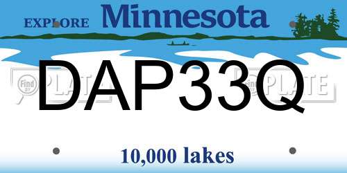 DAP33Q Minnesota License Plate