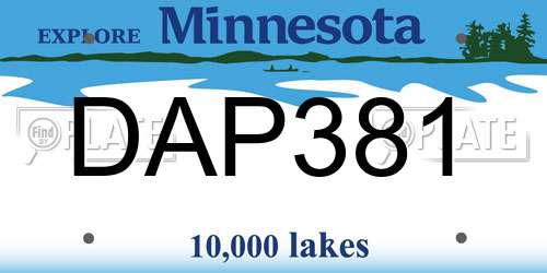 DAP381 Minnesota License Plate