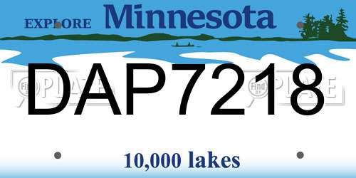 DAP7218 Minnesota License Plate