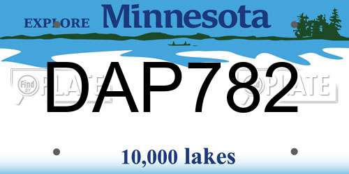 DAP782 Minnesota License Plate