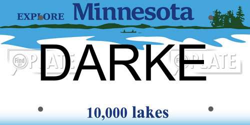 DARKE Minnesota License Plate