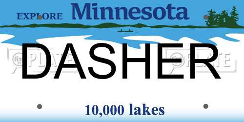DASHER Minnesota License Plate