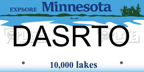 DASRTO Minnesota License Plate