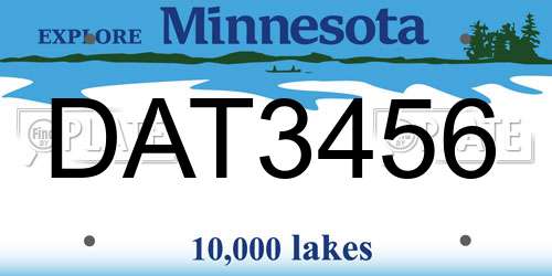 DAT3456 Minnesota License Plate
