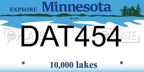 DAT454 Minnesota License Plate