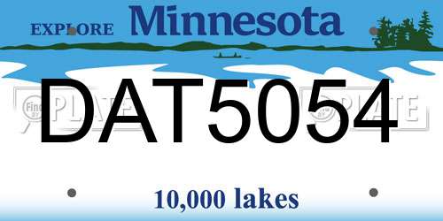 DAT5054 Minnesota License Plate
