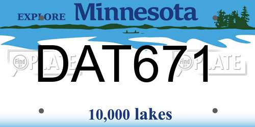 DAT671 Minnesota License Plate
