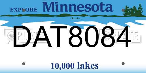 DAT8084 Minnesota License Plate