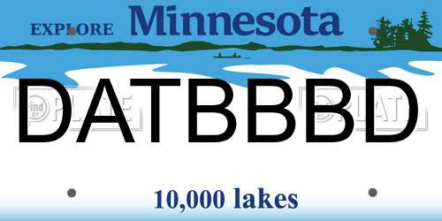 DATBBBD Minnesota License Plate