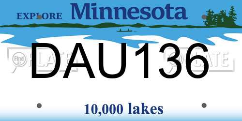 DAU136 Minnesota License Plate
