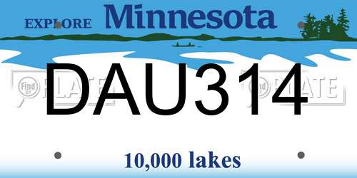 DAU314 Minnesota License Plate