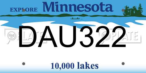 DAU322 Minnesota License Plate