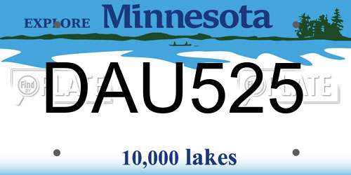 DAU525 Minnesota License Plate