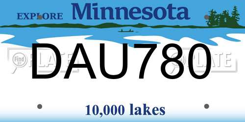 DAU780 Minnesota License Plate