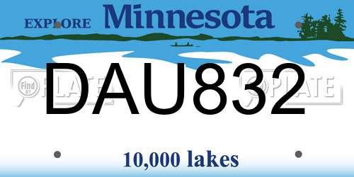 DAU832 Minnesota License Plate