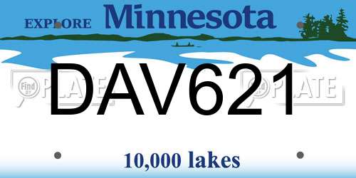 DAV621 Minnesota License Plate