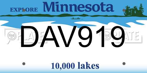 DAV919 Minnesota License Plate