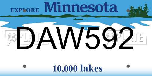 DAW592 Minnesota License Plate