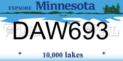 DAW693 Minnesota License Plate