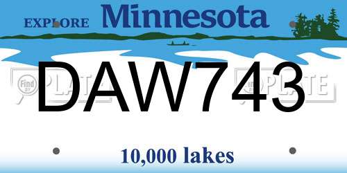DAW743 Minnesota License Plate