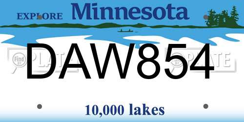 DAW854 Minnesota License Plate