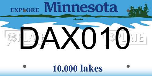 DAX010 Minnesota License Plate