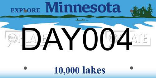 DAY004 Minnesota License Plate