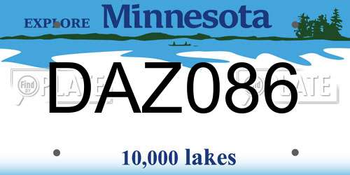 DAZ086 Minnesota License Plate